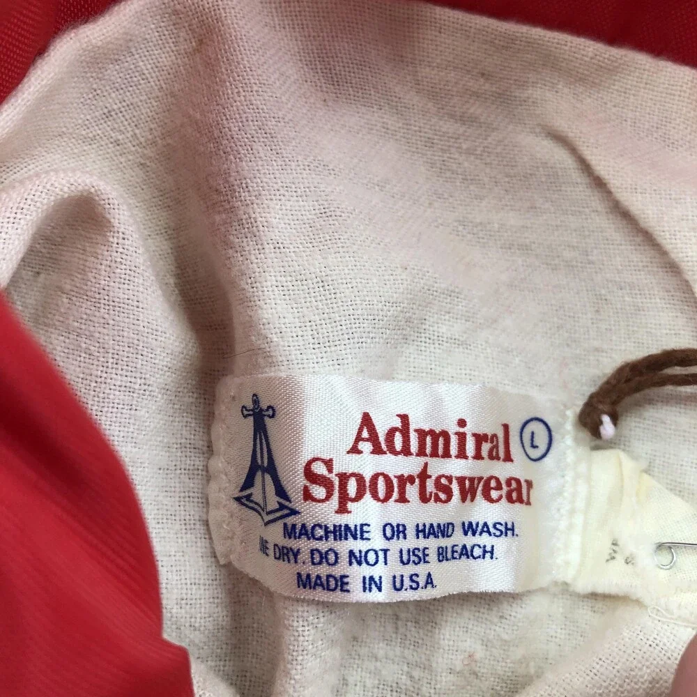 Vintage Admiral Sportswear Jacket Mens Large Red Nylon Snap Windbreaker USA